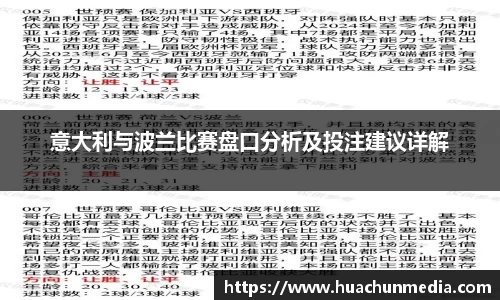 意大利与波兰比赛盘口分析及投注建议详解